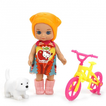 Кукла из серии Hello Kitty 12 см., без звука, с велосипедом и аксессуарами, несколько видов )